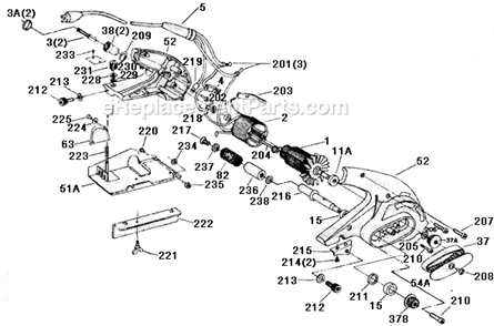 Page A Diagram and Parts List for 320 Type 1 Porter Cable Planer Jointer